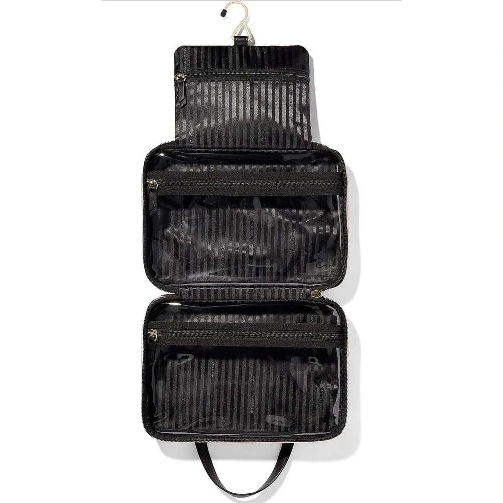Victoria's Secret Hanging Cosmetics Bag,Heritage Stripes Pink Travel Case NEW - Picture 15 of 15